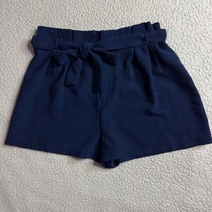 Forever 21 Navy Blue High Waisted Belted Shorts Size S